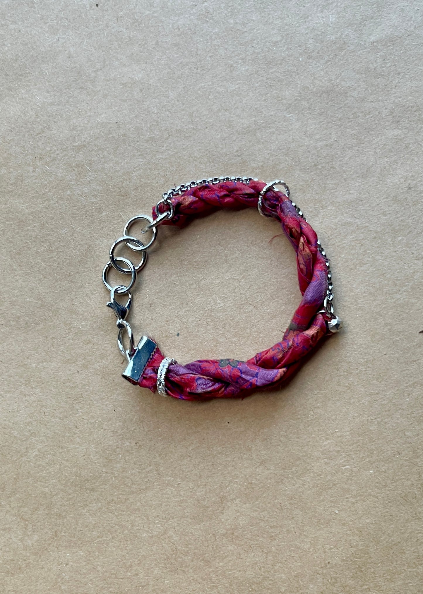 purple pink silk bracelet