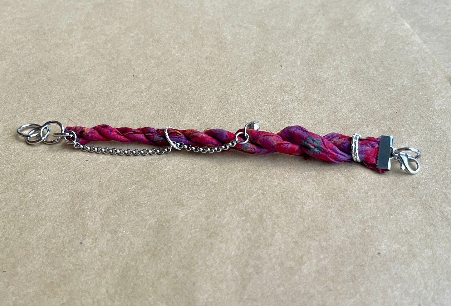 purple pink silk bracelet
