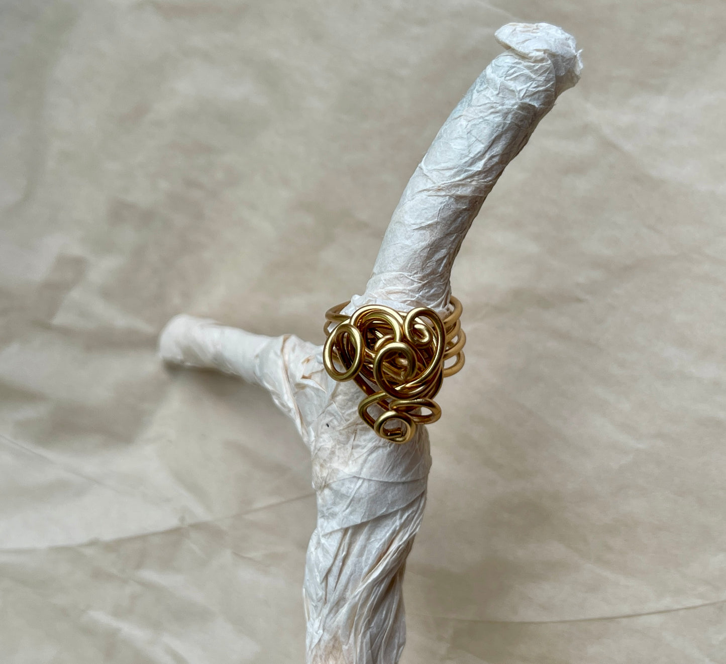 Golden Swirl Flow Ring