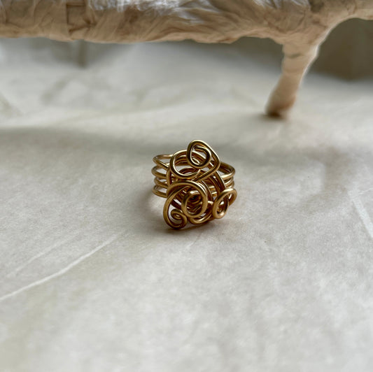 Golden Swirl Flow Ring